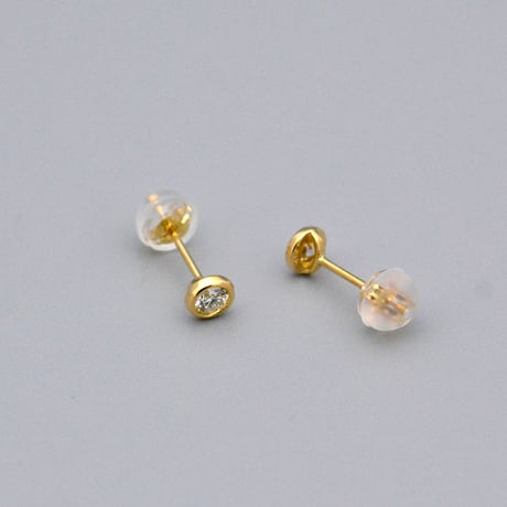 【K18YG】オーブダイヤモンドピアス0.20ct