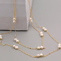【K18YG】バロックパール ロングステーションネックレス