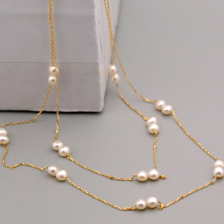 【K18YG】バロックパール ロングステーションネックレス