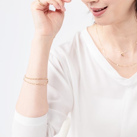 【K18YG/K10YG】プレイドフラットチェーンブレスレット