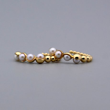【K18】ムーンフェイシズ パールフープピアス