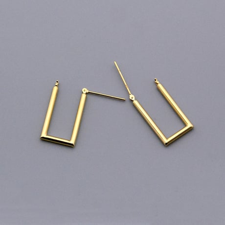 【K18YG】レクタングル・パイプピアス