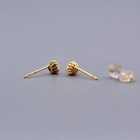 【K18イエローゴールド】ボールクラウン ソリティアピアス