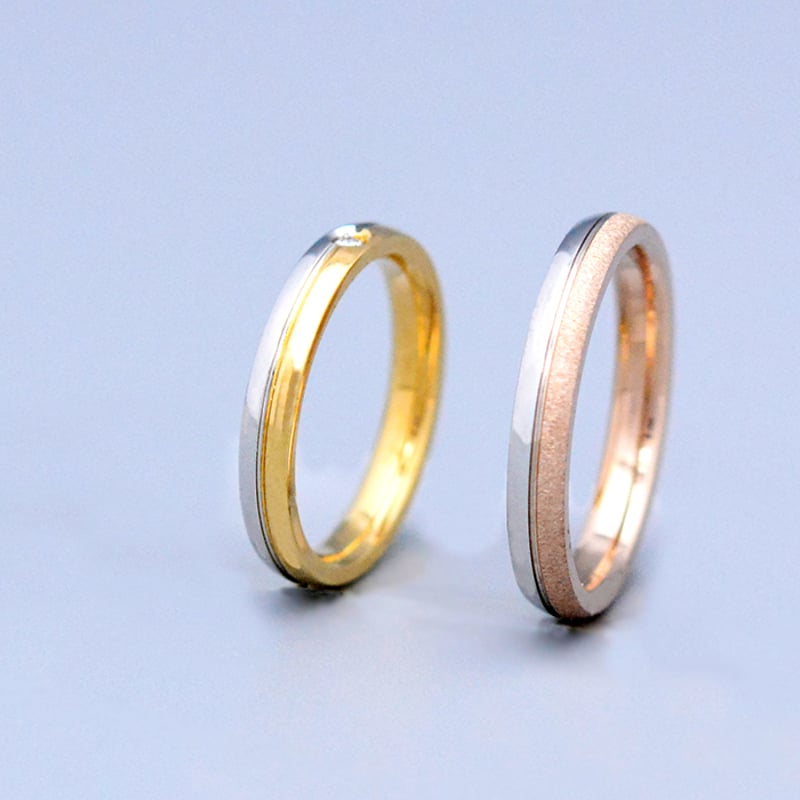 Pt950 × K18PG / K18YG】コンビKOUMARU ストレートマリッジリング〈