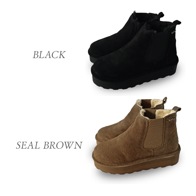 LB Evans レディース厚底サイドゴアブーツ《スエード×防滑アウトソール