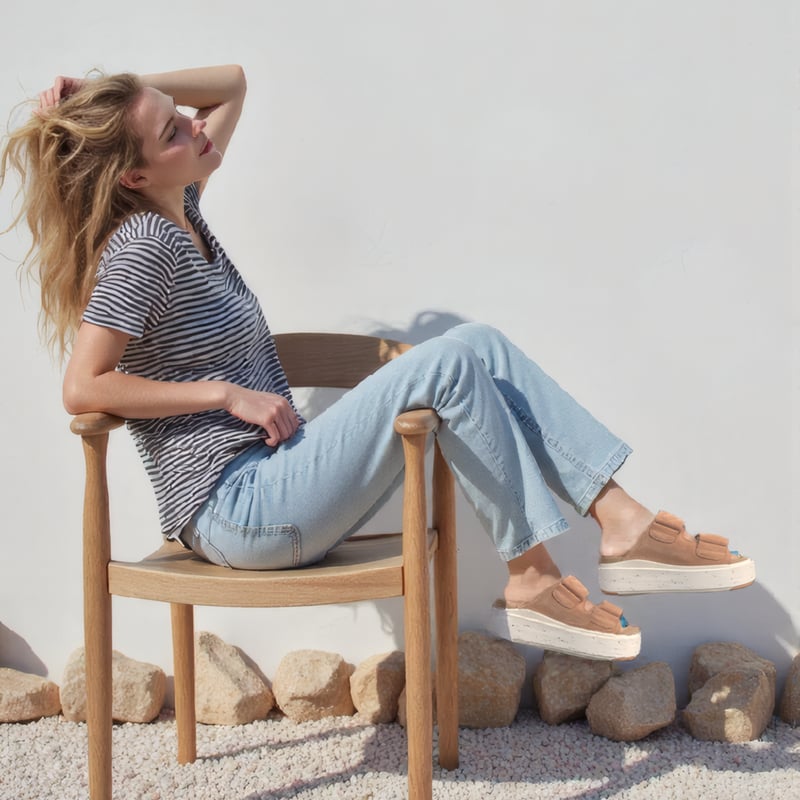 L.B.E 軽量 Wベルト 本革スエード厚底サンダル TAYA(タヤ) Style：LB255