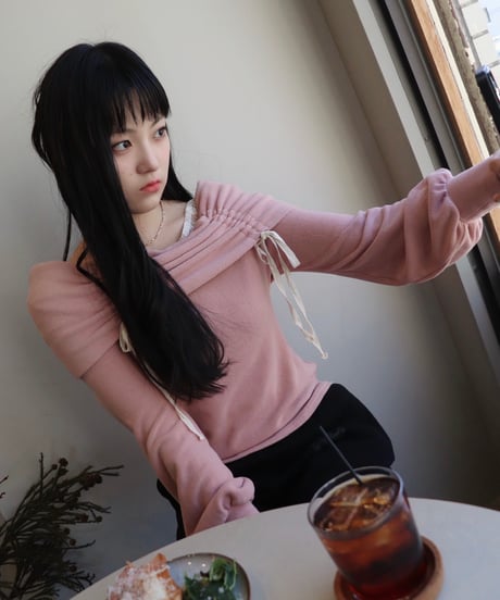 lace layered prima knit ／ Blossom pink