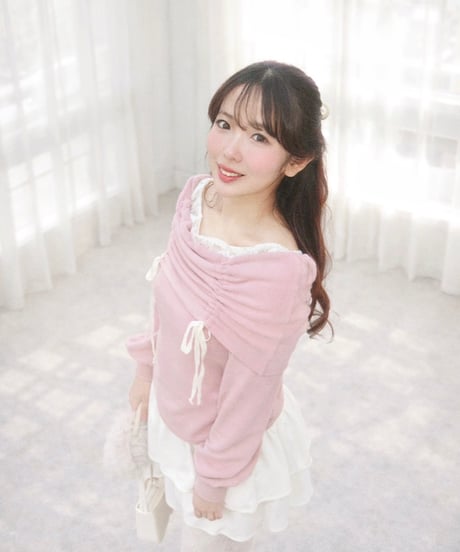 lace layered prima knit ／ Blossom pink