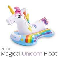 マジカルユニコーン フロート INTEX 163*86cm 浮き輪 キッズ 子供 ユニコーン 馬 アニマル レインボー プール 水遊び バイク 跨る 水上 浮輪 うきわ 大きめ