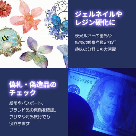UV ブラックライト 21灯 LED 紫外線ライト 電池付き 395nm レジン 硬化 ライト 懐中電灯 ネイル硬化 汚れ 傷 アニサキス 宝石鑑定 ハンディ 夜釣 ルアー  のコピー