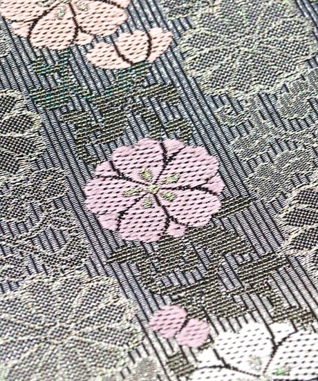 【モデル着用特価】 【袋帯】 【お仕立済み】全通柄 花紋 縞 シルバー オーロラ綴 セミフォーマル～フォーマル 送料無料！【商品番号】90100109