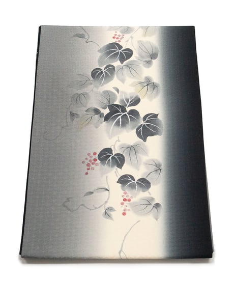 【新品】 【九寸名古屋帯】 【お仕立済み】染め帯 お太鼓柄 名古屋仕立て 葡萄蔦 鈍色 ぼかし おび工房謹製 カジュアル 送料無料！【商品番号】90100103