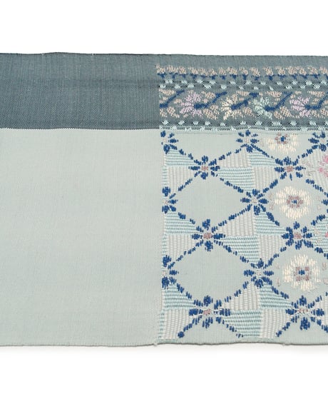 【新品】 【八寸名古屋帯】 【お仕立済み】六通柄 松葉仕立て 白藍 菱 証紙付 西陣織 帯屋捨松謹製 カジュアル 送料無料！【商品番号】90100092