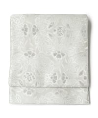 【新品】 【京袋帯】 【お仕立済み】六通 グレー 唐草風 カジュアル 送料無料！【商品番号】90100022