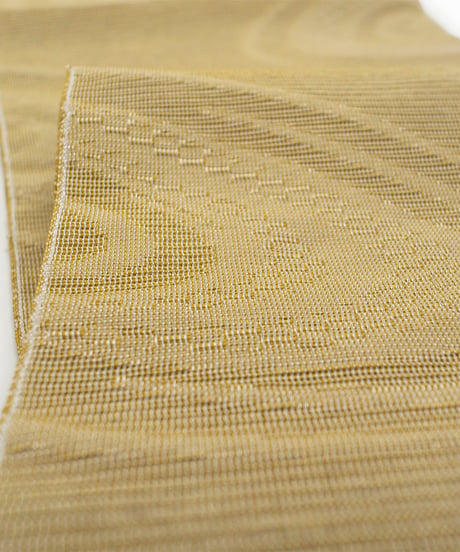 【新品】 【八寸名古屋帯】 【お仕立済み】全通柄 木蘭色 流水文様 ポリエステル カジュアル 送料無料！【商品番号】90100005