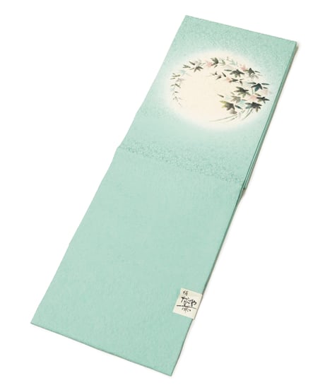 【新品】 【九寸名古屋帯】 【お仕立済み】染め帯 お太鼓柄 名古屋仕立て 竹 青竹色 ぼかし おび工房謹製 カジュアル 送料無料！【商品番号】90100105