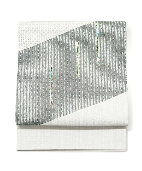 【訳アリ特価品】袋帯 螺鈿 スワトウ刺繍 白系 [90100111]
