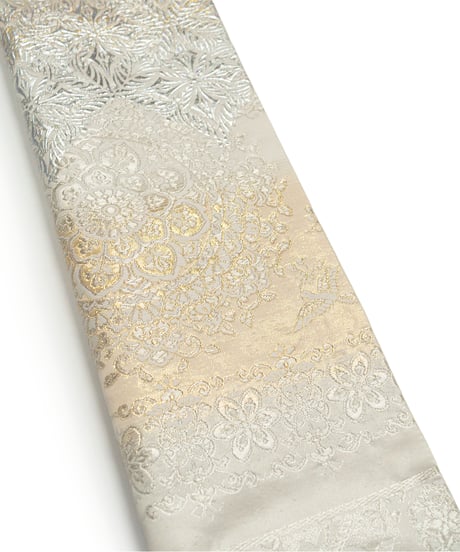 【新品】袋帯 和田光正 金彩友禅 プラチナ箔 王朝華紋 薄橙色 [90100030]