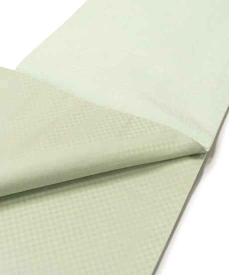 【モデル着用特価】 【袋帯】 【お仕立済み】染め帯 お太鼓柄 アラベスク 白緑色 カジュアル 送料無料！【商品番号】90100107