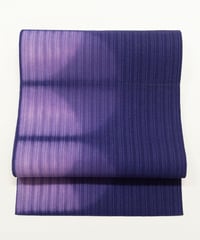 【新品】 【八寸名古屋帯】 【お仕立済み】全通柄 紫系 板締め絞り マニラ麻 夏帯 カジュアル 送料無料！【商品番号】90100020