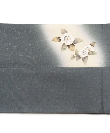 【新品】 【九寸名古屋帯】 【お仕立済み】染め帯 お太鼓柄 名古屋仕立て 梅 桜 錆鉄御納戸色 ぼかし おび工房謹製 カジュアル 送料無料！【商品番号】90100104
