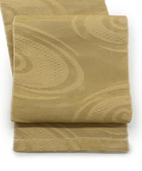 【新品】 【八寸名古屋帯】 【お仕立済み】全通柄 木蘭色 流水文様 ポリエステル カジュアル 送料無料！【商品番号】90100005