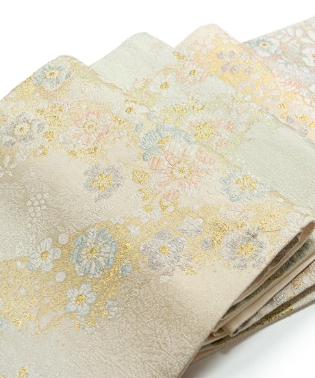 【新品】袋帯 西陣織 橋本テル織物謹製 証紙あり 辻が花百選 真珠色[90100057]