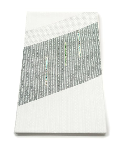 【訳アリ特価品】袋帯 螺鈿 スワトウ刺繍 白系 [90100111]