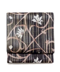 【新品】 【袋帯】 【お仕立済み】お太鼓柄 花唐草 こげ茶 西陣織 有栖川織物謹製 証紙付 セミフォーマル 送料無料！【商品番号】90100050