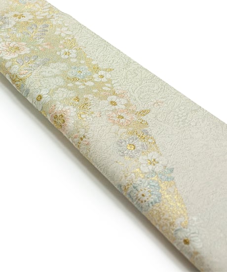【新品】袋帯 西陣織 橋本テル織物謹製 証紙あり 辻が花百選 真珠色[90100057]