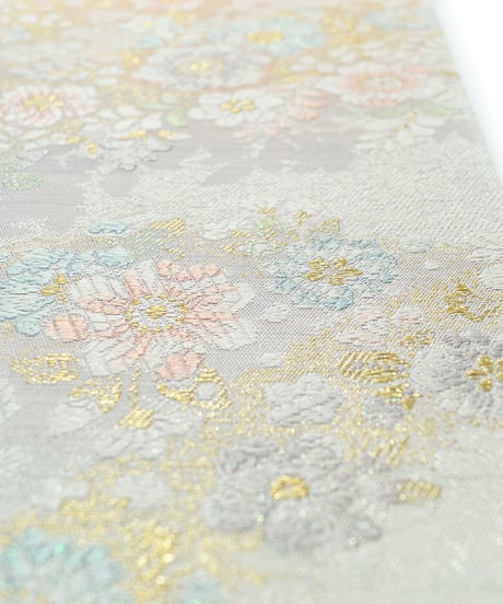 【新品】袋帯 西陣織 橋本テル織物謹製 証紙あり 辻が花百選 真珠色[90100057]