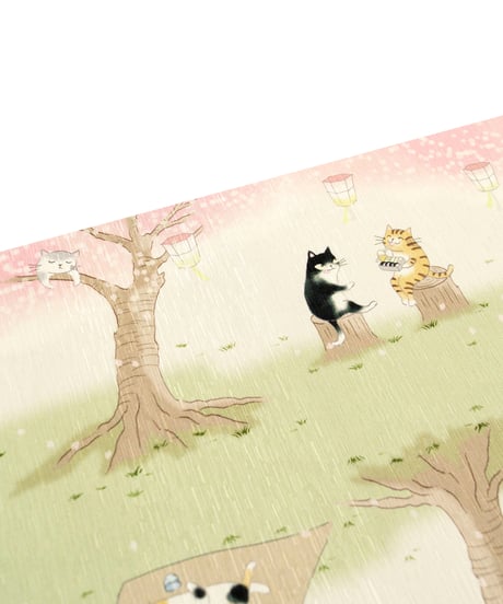 【新品】 【京袋帯】 【お仕立済み】 wakka 正絹 お太鼓柄 京袋帯 『お花見猫』 白 カジュアル 送料無料！【商品番号】90100099