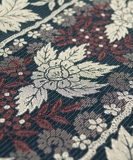 【新品】 【八寸名古屋帯】 【お仕立済み】全通柄 松葉仕立て ダークグリーン 草花文様 ポリエステル カジュアル 送料無料！【商品番号】90100070