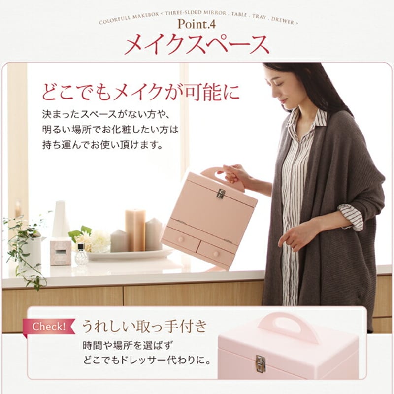 三面鏡付き カラフル木製メイクボックス | Castle.of.north
