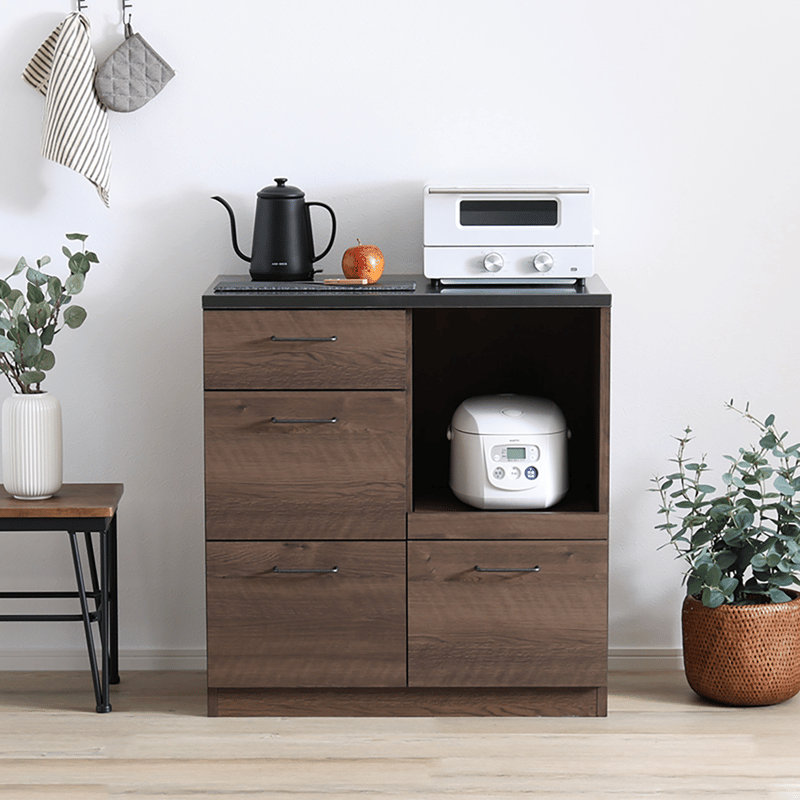 日本製 特殊鋼板を使ったキッチンカウンター(引き出しタイプ) 80cm幅  