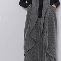 「新作」ピンストライプ　ロング「ベスト」ジレ　セットアップ可