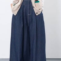 ストライプデニムワイドパンツ