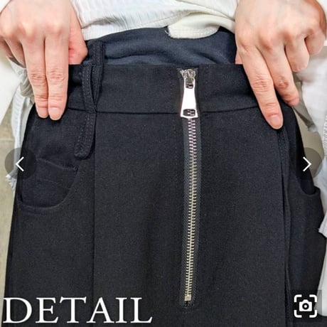 モードリングベルト付前ファスナーワイドパンツ