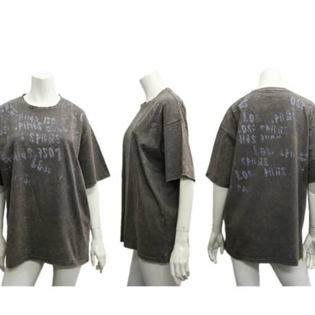 英字プリント　ピグメント加工ビッグTシャツ　むら染めヴィンテージ