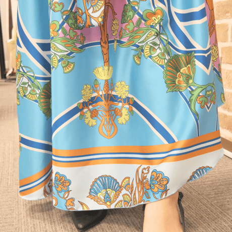 イタリア×ロングフレアスカート　ブルー