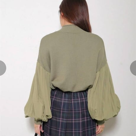[ 再々入荷] プリーツふんわり袖ニットプルオーバー
