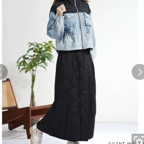再入荷　異素材配色切替プリーツパンツ