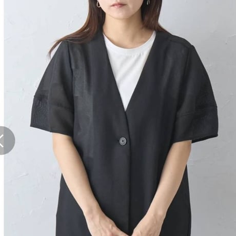 新作　メッシ、パフスリーブ半袖ジャケット