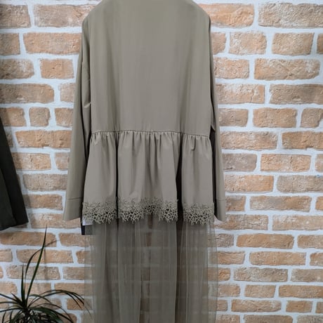 シャツロングレースシアーワンピース