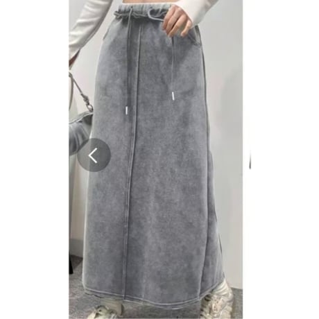 ピグメントスウェットロングスカート　バックスリットヴィンテージ加工
