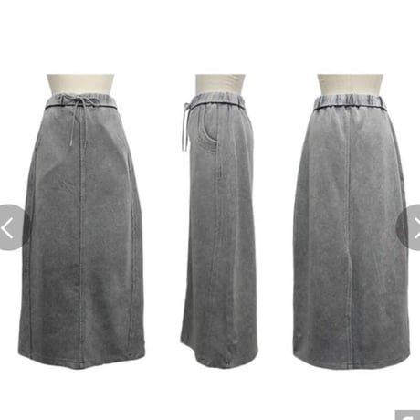 ピグメントスウェットロングスカート　バックスリットヴィンテージ加工