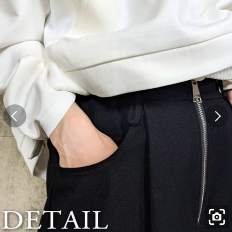 モードリングベルト付前ファスナーワイドパンツ