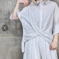 再入荷モード[新作] 楊柳素材衿付きストライプセットアップ可能プルオーバー