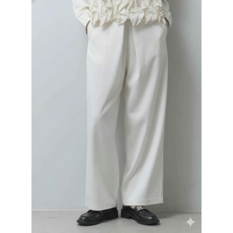 新作  再入荷　ポンチ生地フロントタックワイドパンツセットアップ可能.8990円の30%オフ