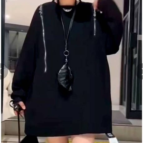 [再入荷]オープンジップリラックスビッグティーシャツ
